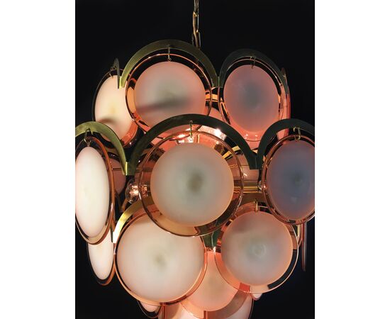 Italian Honey Color Disc Chandeliers, Murano, 1970s