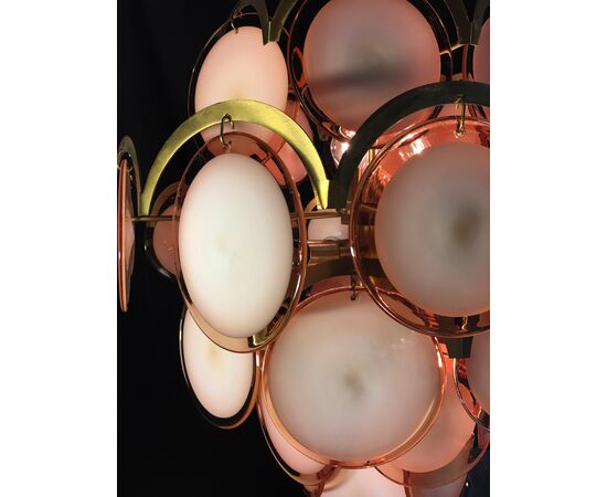 Italian Honey Color Disc Chandeliers, Murano, 1970s