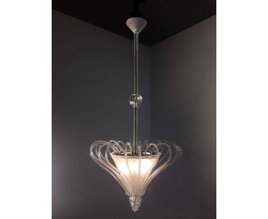 Midcentury Italian Glass Chandelier by Barovier & Toso, Murano, 1940