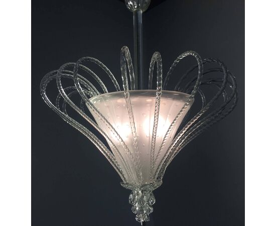 Midcentury Italian Glass Chandelier by Barovier & Toso, Murano, 1940