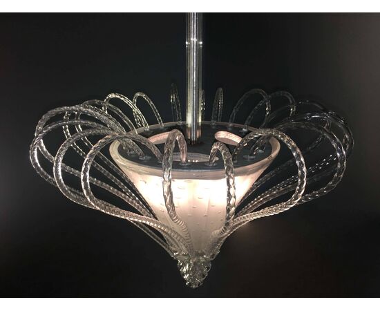 Midcentury Italian Glass Chandelier by Barovier & Toso, Murano, 1940