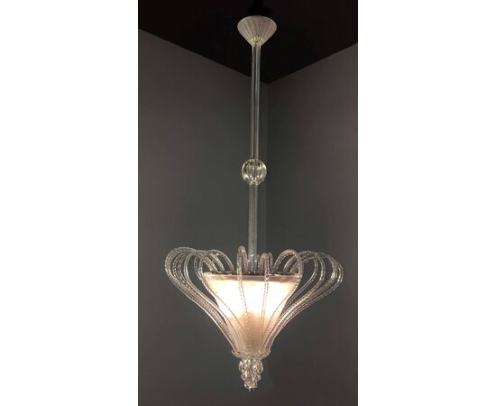 Midcentury Italian Glass Chandelier by Barovier & Toso, Murano, 1940