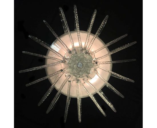 Midcentury Italian Glass Chandelier by Barovier & Toso, Murano, 1940