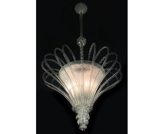 Midcentury Italian Glass Chandelier by Barovier & Toso, Murano, 1940