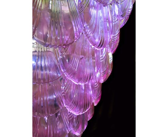 Pair of Italian Pink Seashell Chandeliers, Murano, 1990