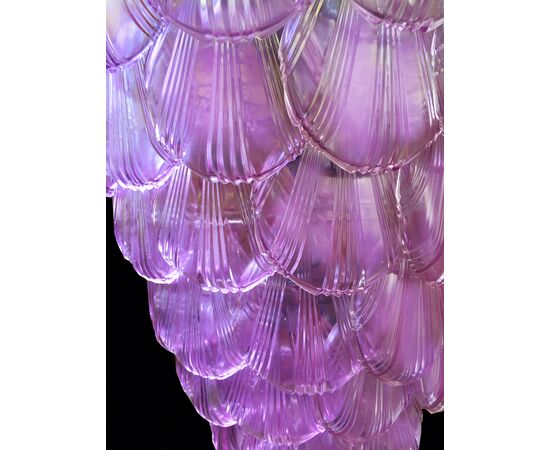 Pair of Italian Pink Seashell Chandeliers, Murano, 1990