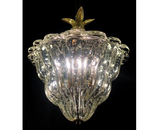 Chandeliers "The King", Gold Inclusion by Barovier & Toso, Murano, 1940s