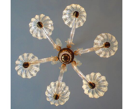 Chandelier by Barovier & Toso, Murano, 1940s