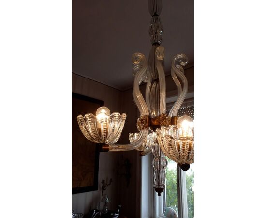 Chandelier by Barovier & Toso, Murano, 1940s