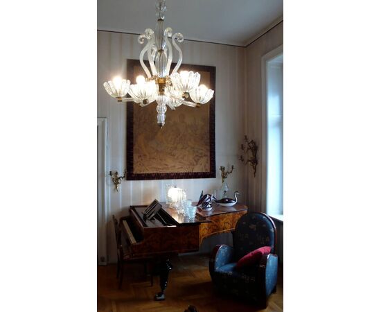 Chandelier by Barovier & Toso, Murano, 1940s