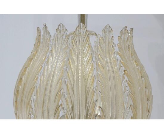 Italian Chandelier Gold Inclusion by Barovier & Toso, Murano, 1940s