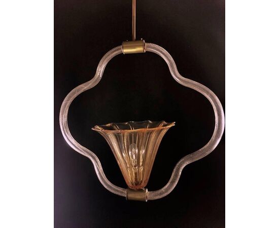 Elegant Chandelier Art Deco Attributed to Napoleone Martinuzzi for Venini, 1930s