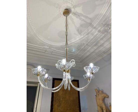 Art Deco Chandelier by Ercole Barovier, Murano, 1940s