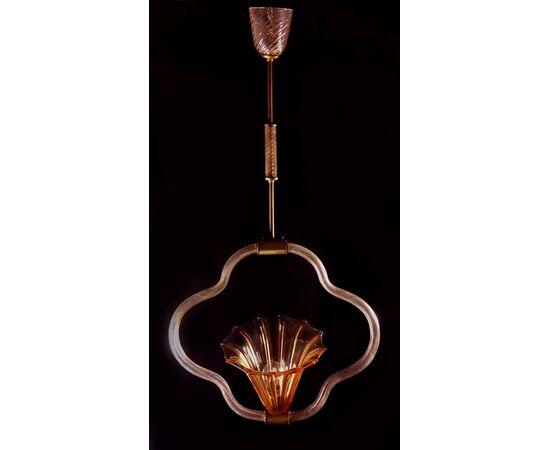 Elegant Chandelier Art Deco Attributed to Napoleone Martinuzzi for Venini, 1930s