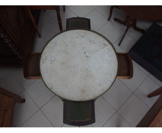 COFFEE TABLE WITH MARBLE LOUIS XVI STYLE cm diameter 64 x H 73     