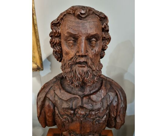 Pair of 17th century wooden relic busts     