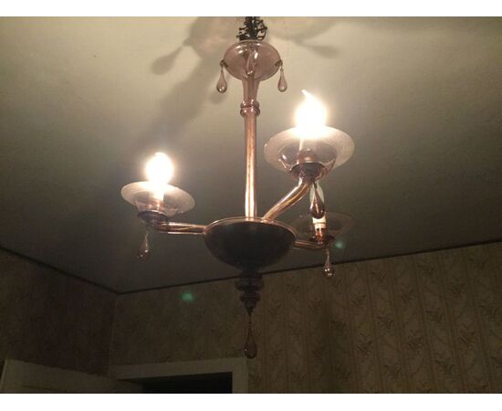65x50 signed Venini chandelier 3 lights amethyst color Murano anno30 / 40