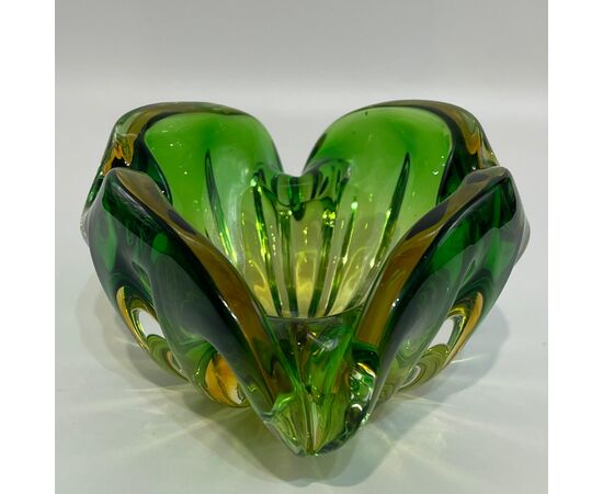 Posacenere vetro di Murano verde vintage anni '60