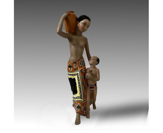 CIA MANNA, "Amore africano" scultura in ceramica dipinta 