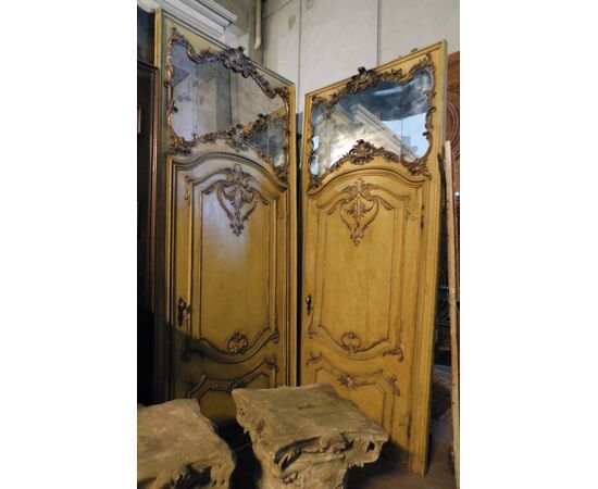 pts690 - n. 2 lacquered baroque doors, measuring max cm 136 xh 315     
