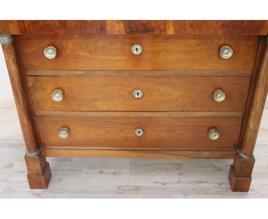 Antique Empire period walnut chest of drawers, early 19th century     
