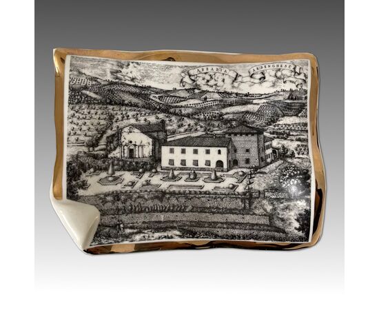 FORNASETTI, posacenere Abbazia Ardenghesca, ceramica decorata 