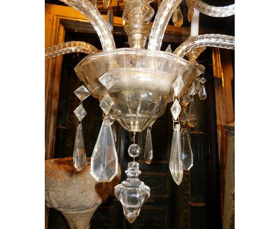  lamp185 - lampadario a cristalli, epoca inizio '900, misura cm 70 x 70 x h 120