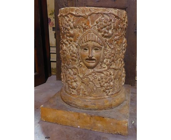 dars458 - pair of cylindrical terracotta bases, ep. &#39;800, cm l 58 xh 73/74     