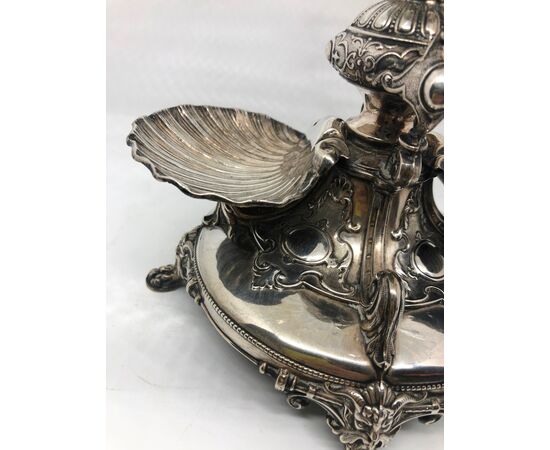Centerpiece in silver and crystal Germany late 19th century.     