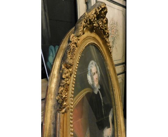 pan320 - portrait of ancestor with golden frame, cm l 125 xh 170     