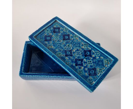 ALDO LONDI for BITOSSI, blue ceramic box from the 1960s     