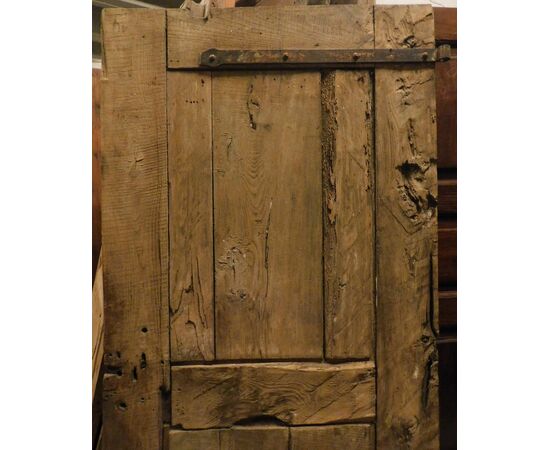 ptir431 - porta rustica in rovere, ep. '7/'800, mis. cm l 77,5 x h 181 