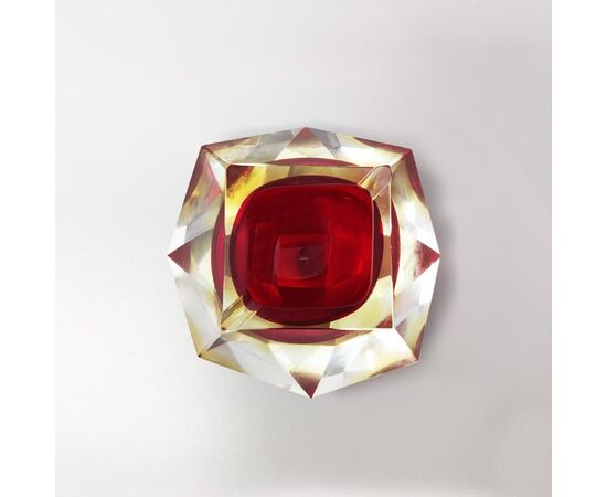 1960s Red Ashtray or Catchall by Flavio Poli for Seguso. Made in Italy