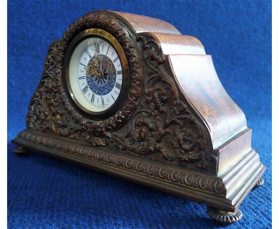 Table alarm clock in burnished brass - Germany 60s 70s     
