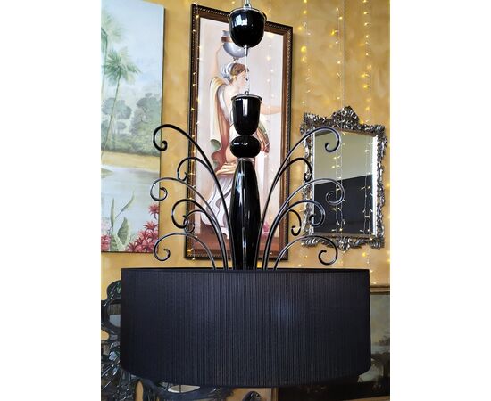 Vanity chandelier in black Murano glass - La Murrina     