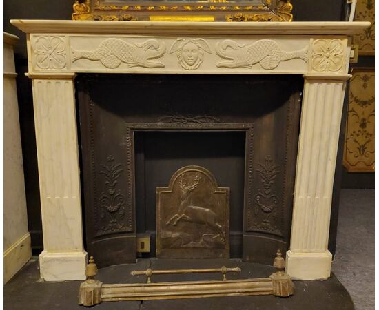 chm709 - marble fireplace, 19th century, measure cm l 129 xh 102 x d. 22     