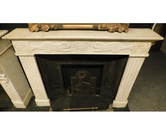 chm709 - marble fireplace, 19th century, measure cm l 129 xh 102 x d. 22     