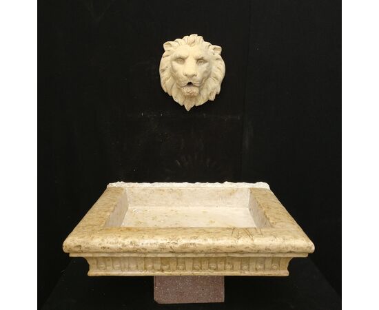 Lavandino Neoclassico finemente lavorato - 65 x 54 cm - Marmo Botticino - 19° secolo