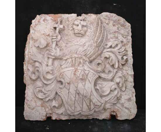 Spettacolare stemma araldico Veneziano in marmo Nembro - Venezia - 19° secolo - 53 x 50 cm