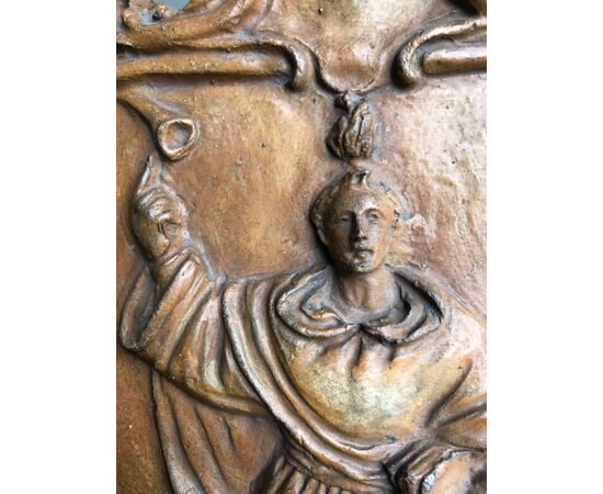 Devotional terracotta panel depicting San Vincenzo Ferreri. Emilia Romagna.     