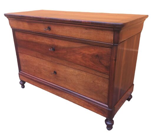 Charles X Cappuccino chest of drawers two and a half Emilian drawers in walnut     