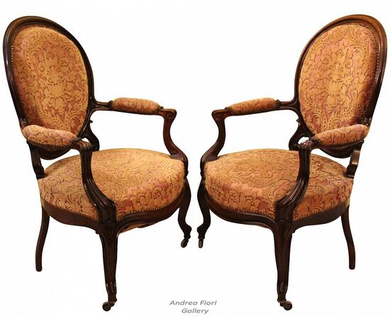 Antique pair of Louis Philippe rosewood armchairs - period 800     