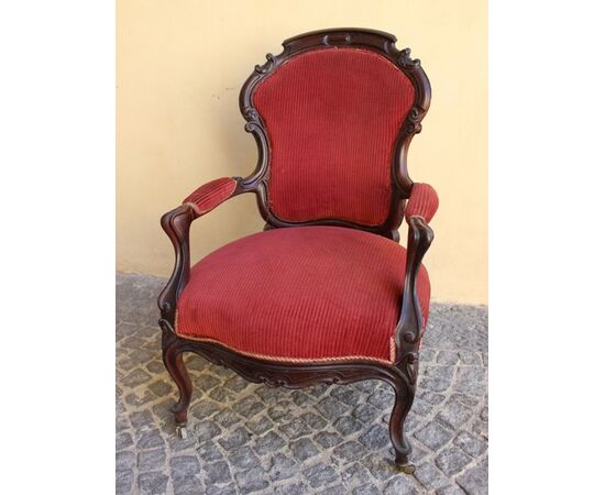 Mahogany armchair with high back, chair room, living room furniture