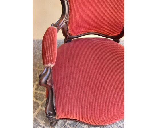 Mahogany armchair with high back, chair room, living room furniture