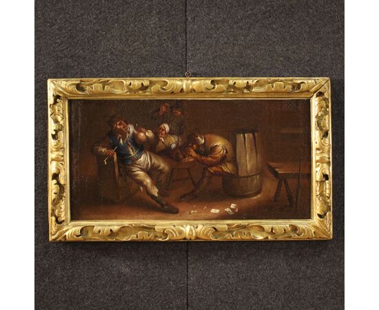 Flemish painting interior scene from 17th century