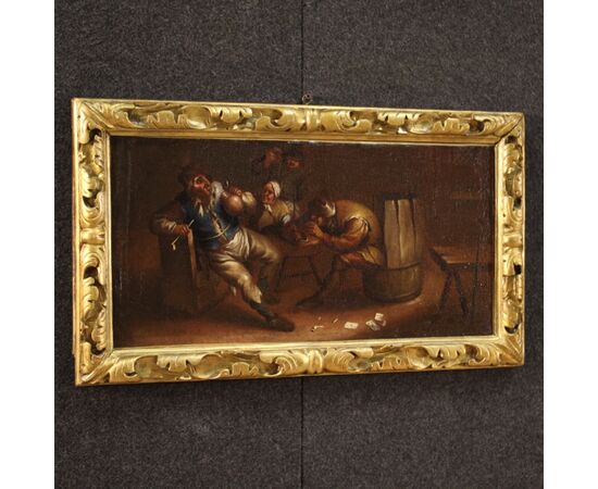 Flemish painting interior scene from 17th century