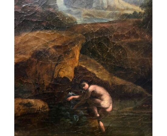 YOUNG NAKED WOMAN WITHIN THE LANDSCAPE - FIRST HALF OF THE 18TH CENTURY.     