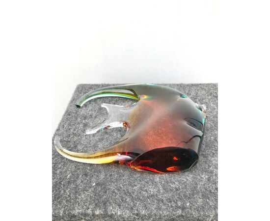 Two-tone sommerso heavy glass moonfish.Flavio Poli for Seguso Vetri d&#39;Arte manufacture.Murano.     