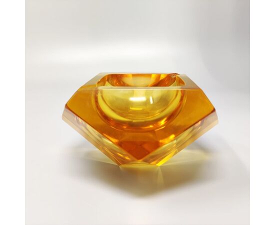 1960s Stunning Ochre Ashtray or Catchall By Flavio Poli for Seguso. Made in Italy