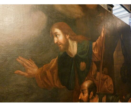 pan236 - oil painting on canvas &quot;The Emmaus Supper&quot;, cm l 360 xh 214     
